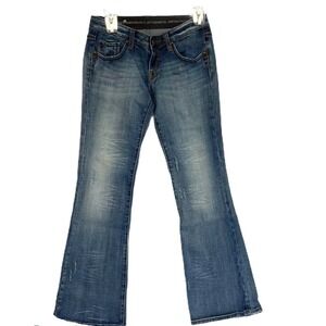 ReRock Express Womens Bootcut Jeans Blue Embellished Pockets Medium‎ Wash Size 0